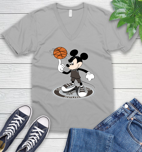 NBA Basketball San Antonio Spurs Cheerful Mickey Disney Shirt V-Neck T-Shirt 4