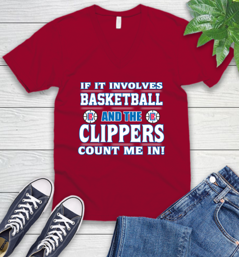 NBA If It Involves Basketball And Los Angeles Clippers Count Me In Sports V-Neck T-Shirt 8