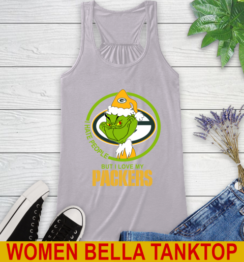 Green Bay Packers NFL Christmas Grinch I Hate People But I Love My Favorite Football Team Racerback Tank 5