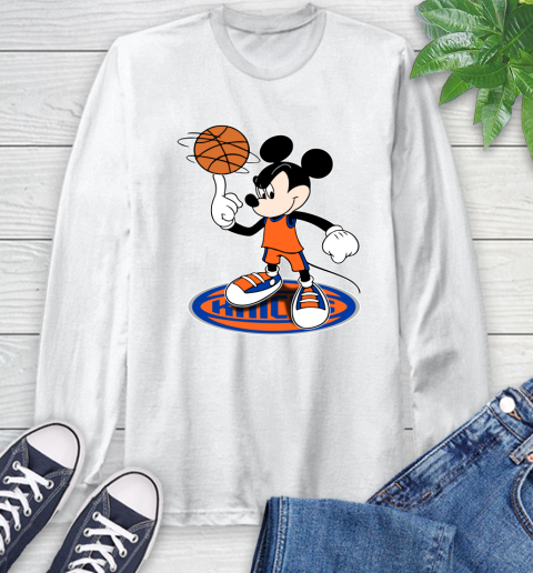NBA Basketball New York Knicks Cheerful Mickey Disney Shirt Long Sleeve T-Shirt 2
