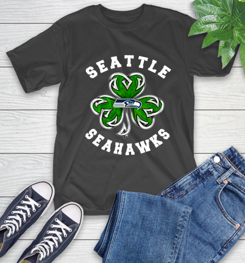 NFL Seattle Seahawks Three Leaf Clover St Patrick's Day Football Sports T-Shirt