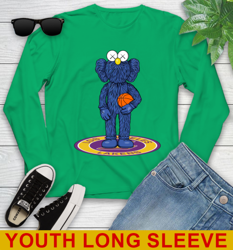 NBA Basketball Los Angeles Lakers Kaws Bff Blue Figure Shirt Youth Long Sleeve 7