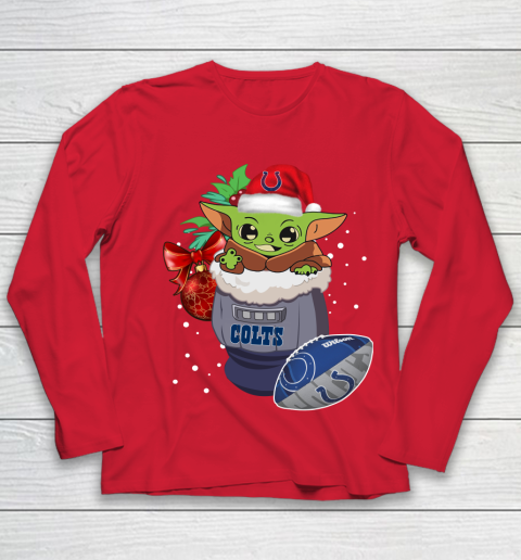 Indianapolis Colts Christmas Baby Yoda Star Wars Funny Happy NFL Youth Long Sleeve 10