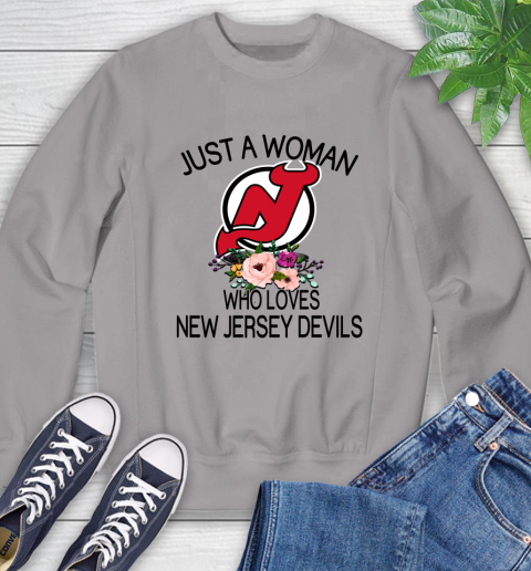 NHL Just A Woman Who Loves New Jersey Devils Hockey Sports Sweatshirt 3