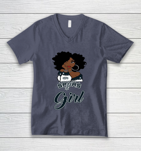 San Antonio Spurs Girl NBA V-Neck T-Shirt 8