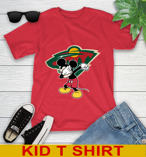 Minnesota Wild NHL Hockey Dabbing Mickey Disney Sports Youth T-Shirt 10