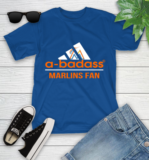 MLB A Badass Miami Marlins Fan Adidas Baseball Sports Youth T-Shirt 12