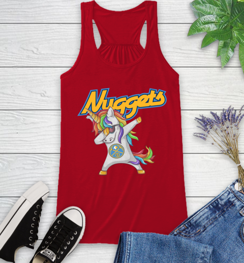 Denver Nuggets NBA Basketball Funny Unicorn Dabbing Sports Racerback Tank 6