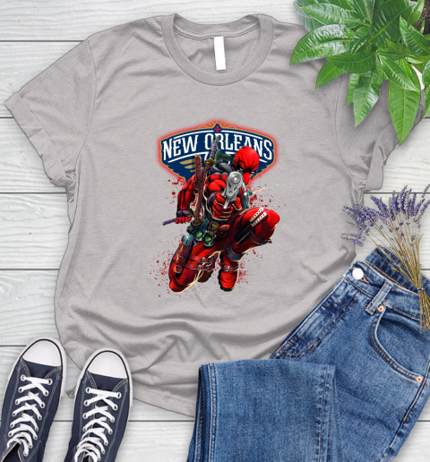 NBA Deadpool Marvel Comics Sports Basketball New Orleans Pelicans Women's T-Shirt 10