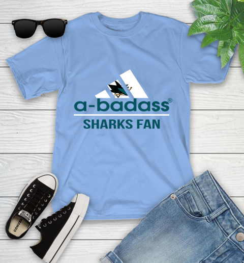 NHL A Badass San Jose Sharks Fan Adidas Hockey Sports Youth T-Shirt 15