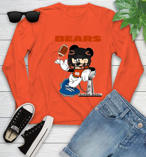 NFL Chicago Bears Mickey Mouse Disney Super Bowl Football T Shirt Youth Long Sleeve 4