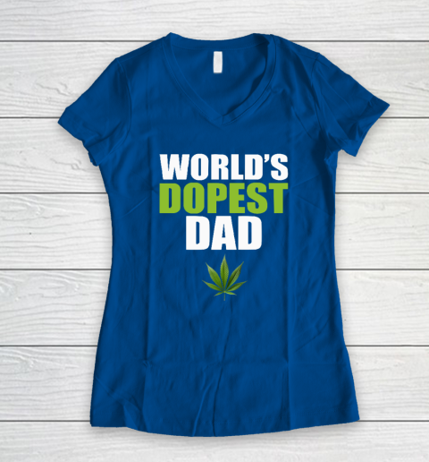 World's Dopest Dad Marijuana Women's V-Neck T-Shirt 5