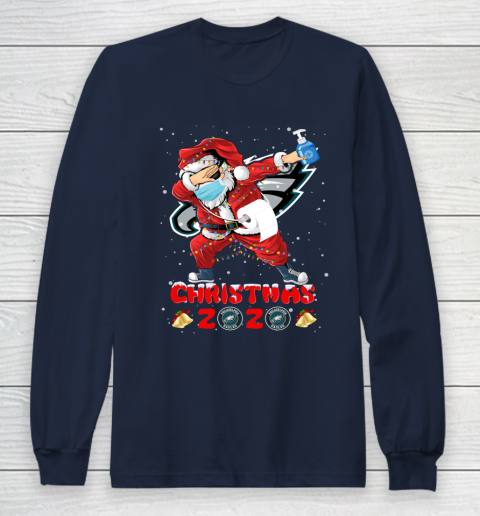 Philadelphia Eagles Funny Santa Claus Dabbing Christmas 2020 NFL Long Sleeve T-Shirt 2