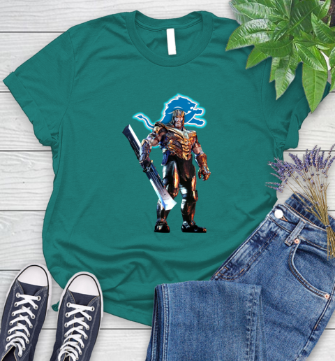 NFL Thanos Gauntlet Avengers Endgame Football Detroit Lions Women's T-Shirt 12