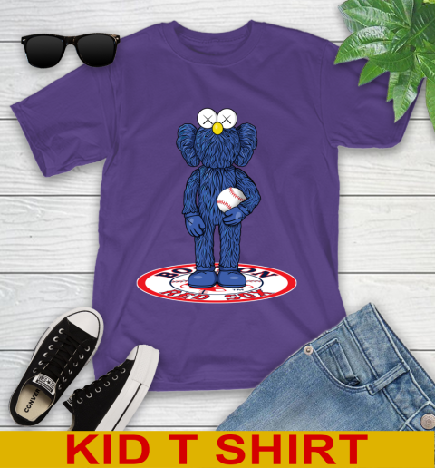 MLB Baseball Boston Red Sox Kaws Bff Blue Figure Shirt Youth T-Shirt 4