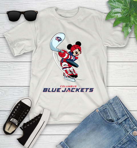 NHL Hockey Columbus Blue Jackets Cheerful Mickey Mouse Shirt Youth T-Shirt 12