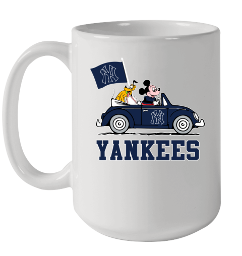 MLB Baseball New York Yankees Pluto Mickey Driving Disney Shirt Ceramic Mug 15oz