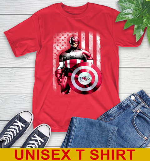 Kansas City Chiefs NFL Football Captain America Marvel Avengers American Flag Shirt T-Shirt 12