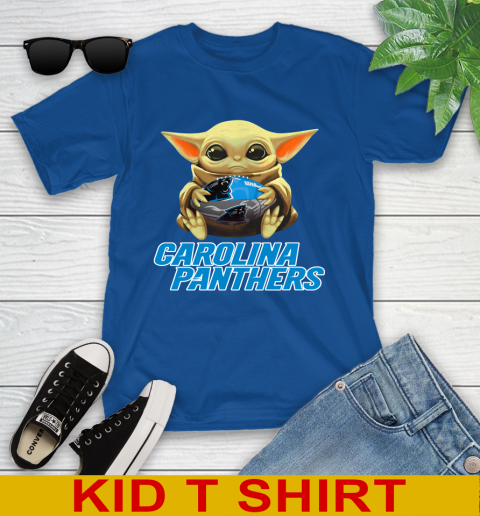 NFL Football Carolina Panthers Baby Yoda Star Wars Shirt Youth T-Shirt 9