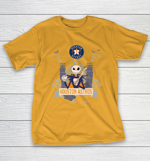 MLB Houston Astros Baseball Jack Skellington Halloween T-Shirt 2