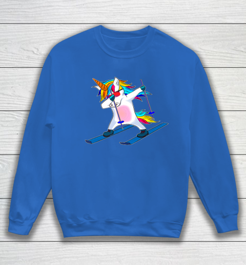 Skiing Unicorn Dabbing Funny Gift Sweatshirt 7