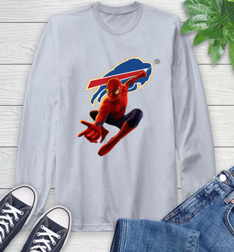 NFL Spider Man Avengers Endgame Football Buffalo Bills Long Sleeve T-Shirt 6
