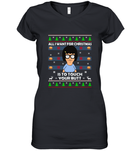 All I Want For Christmas Is To Touch Your Butt Women's V-Neck T-Shirt
