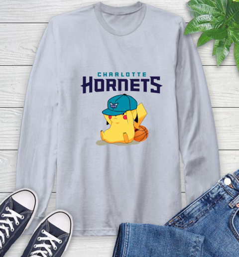 NBA Pikachu Basketball Sports Charlotte Hornets Long Sleeve T-Shirt 6