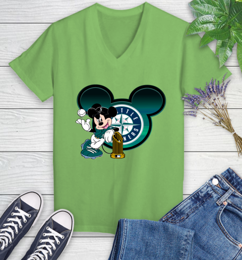 MLB San Francisco Giants The Commissioner's Trophy Mickey Mouse Disney Women's V-Neck T-Shirt 11
