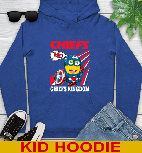 NFL Football Kansas City Chiefs Captain America Marvel Avengers Minion Shirt Youth Hoodie - Image 11