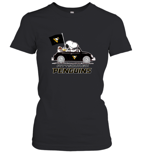 Snoopy And Woodstock Ride The Pittsburg Peguins Car NHL Women's T-Shirt