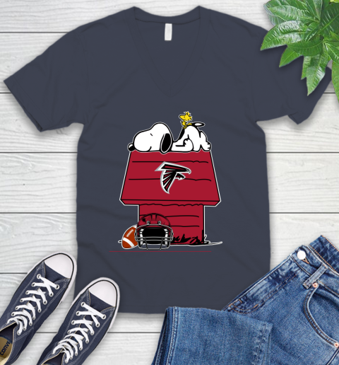 Atlanta Falcons NFL Football Snoopy Woodstock The Peanuts Movie V-Neck T-Shirt 9