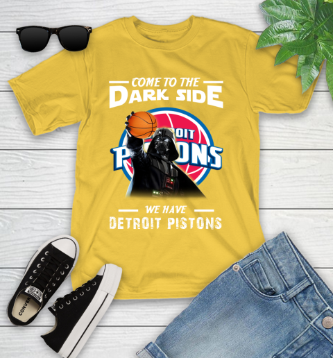 NBA Come To The Dark Side We Have Detroit Pistons Star Wars Darth Vader Basketball Youth T-Shirt 10
