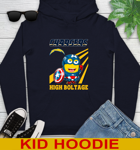 NFL Football Los Angeles Chargers Captain America Marvel Avengers Minion Shirt Youth Hoodie 3