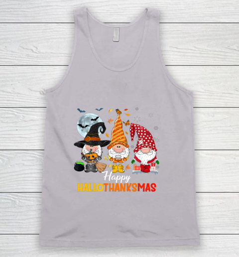 Gnomes Halloween And Merry Christmas Happy Hallothanksmas Tank Top 3