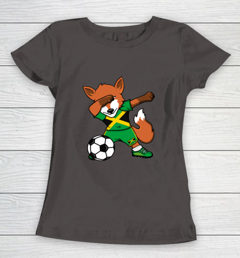 Dabbing Fox Jamaica Soccer Fans Jersey Jamaican Football Fan Women's T-Shirt 8