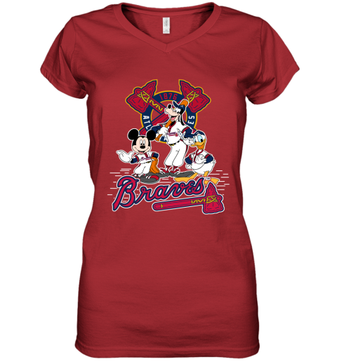 MLB Atlanta Braves Mickey Mouse Donald Duck Goofy Baseball T Shirt