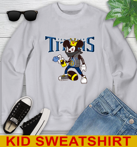 Tennessee Titans NFL Football Mickey Peace Sign Sports Youth Sweatshirt 4