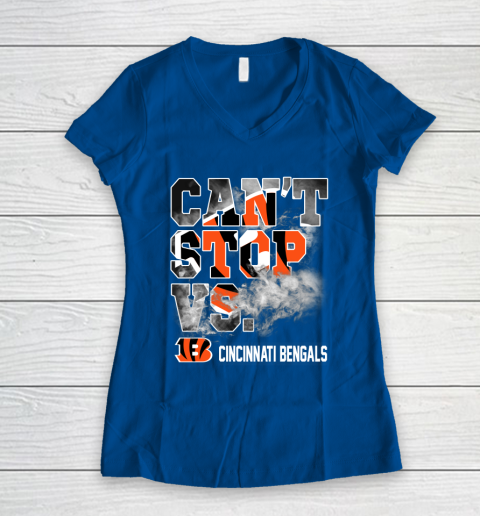 NFL Cincinnati Bengals Can't Stop Vs Women's V-Neck T-Shirt 7