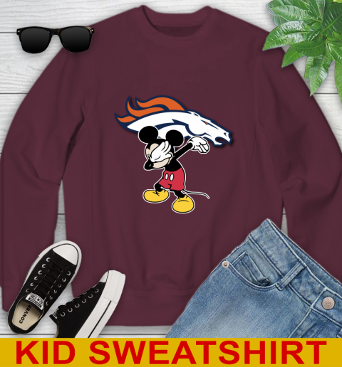 Denver Broncos NFL Football Dabbing Mickey Disney Sports Youth Sweatshirt 5