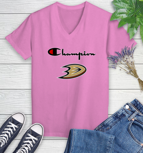 NHL Hockey Anaheim Ducks Champion Shirt Women's V-Neck T-Shirt 10