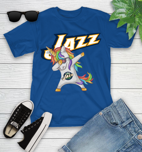 Utah Jazz NBA Basketball Funny Unicorn Dabbing Sports Youth T-Shirt 9
