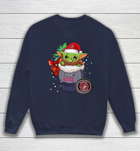 Arizona Coyotes Christmas Baby Yoda Star Wars Funny Happy NHL Sweatshirt 3