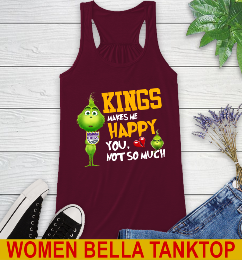 NBA Sacramento Kings Makes Me Happy You Not So Much Grinch Basketball Sports Racerback Tank 2