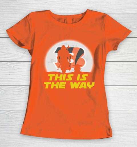 Cincinnati Bengals NFL Football Star Wars Yoda And Mandalorian This Is The Way Women's T-Shirt 3