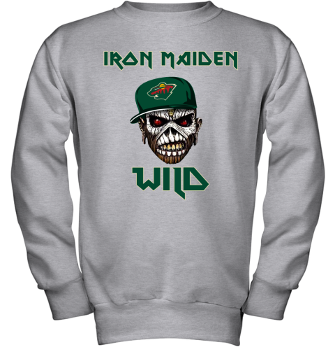 NHL Minnesota Wild Iron Maiden Rock Band Music Hockey Sports SRwwQHuuQ8x youth sweatshirt 47 95 151514 front sport grey