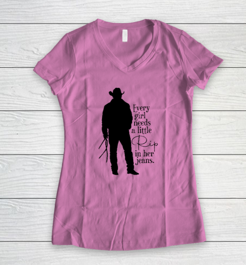 Every Girl Needs A Little Rip In Her Jeans T Shirt Women's V-Neck T-Shirt 6