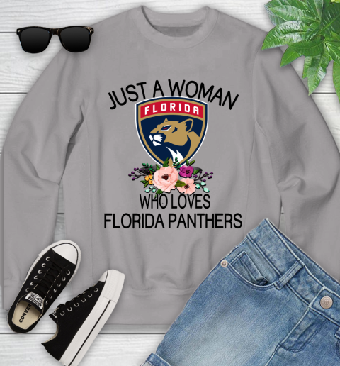 NHL Just A Woman Who Loves Florida Panthers Hockey Sports Youth Sweatshirt 2