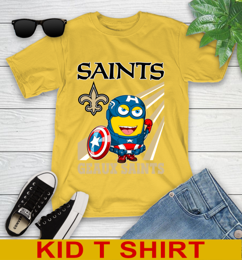 NFL Football New Orleans Saints Captain America Marvel Avengers Minion Shirt Youth T-Shirt 9