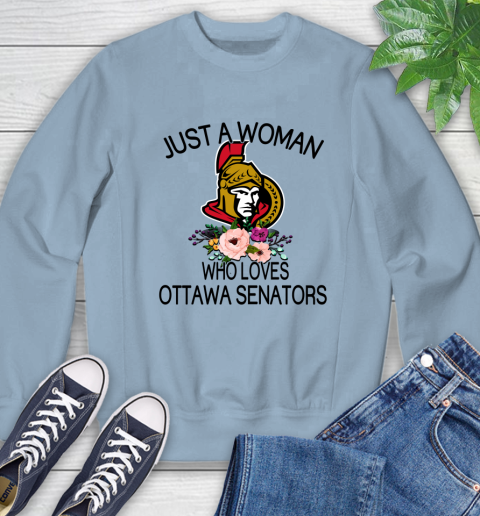 NHL Just A Woman Who Loves Ottawa Senators Hockey Sports Sweatshirt 5